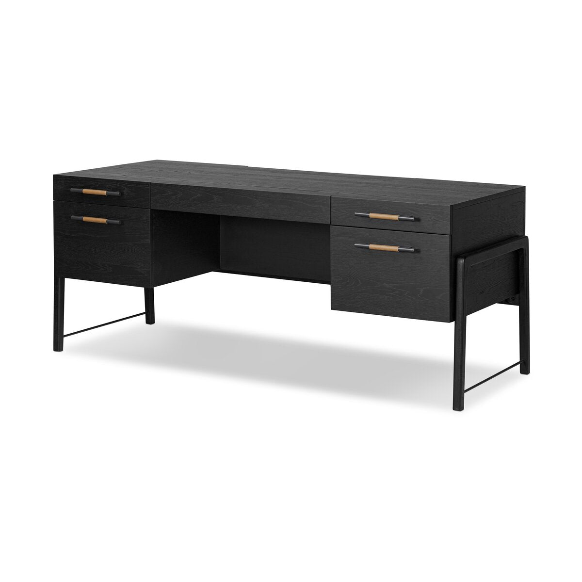 Randle 73" Executive Desk - Ebony Oak
