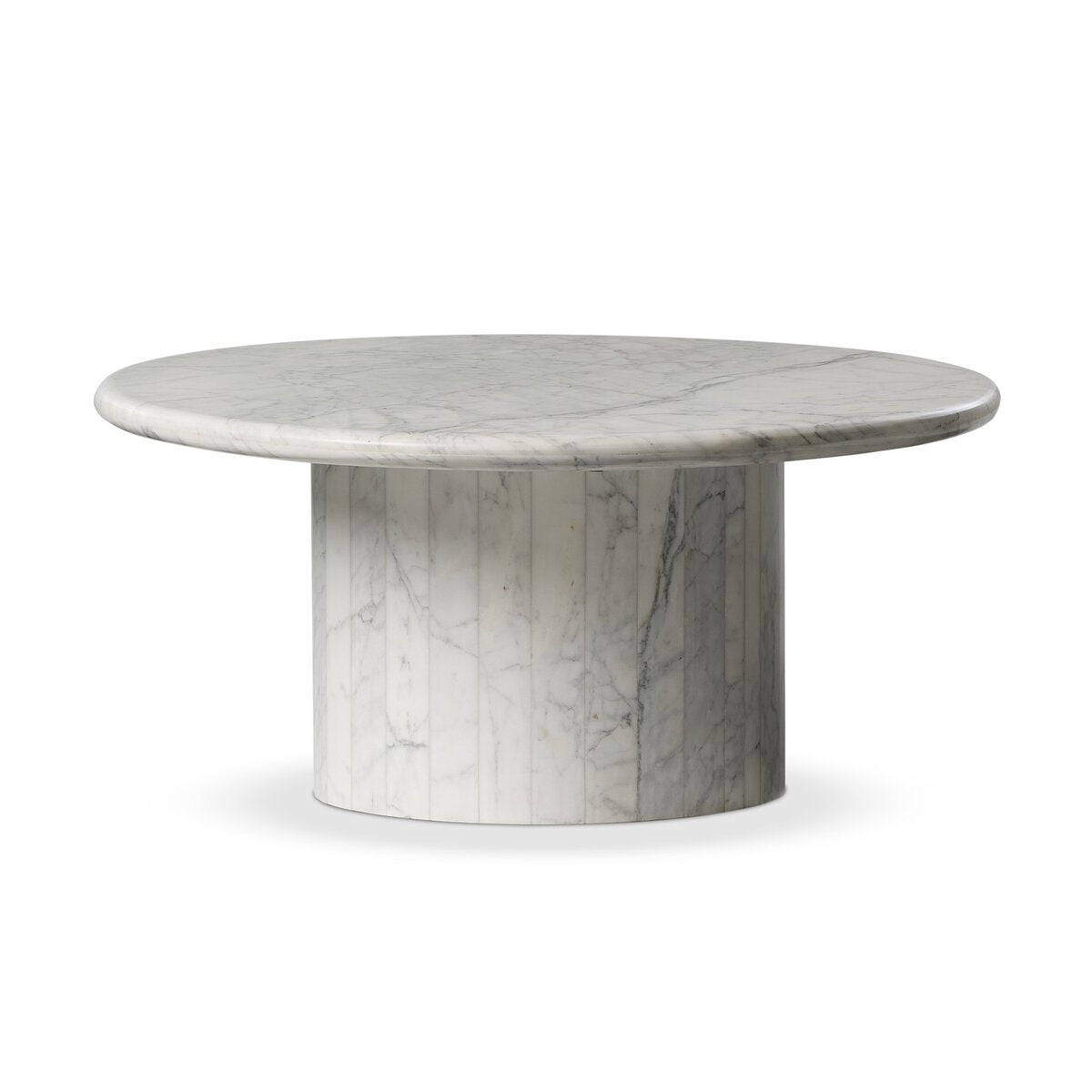 Hana 41" Round Coffee Table - White Calacatta Marble