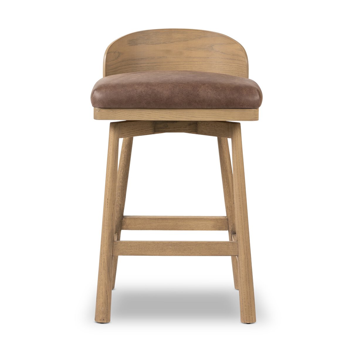 Ashleigh Top Grain Leather Counter Stool - Palermo Cigar + Oak