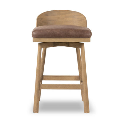 Ashleigh Top Grain Leather Counter Stool - Palermo Cigar + Oak