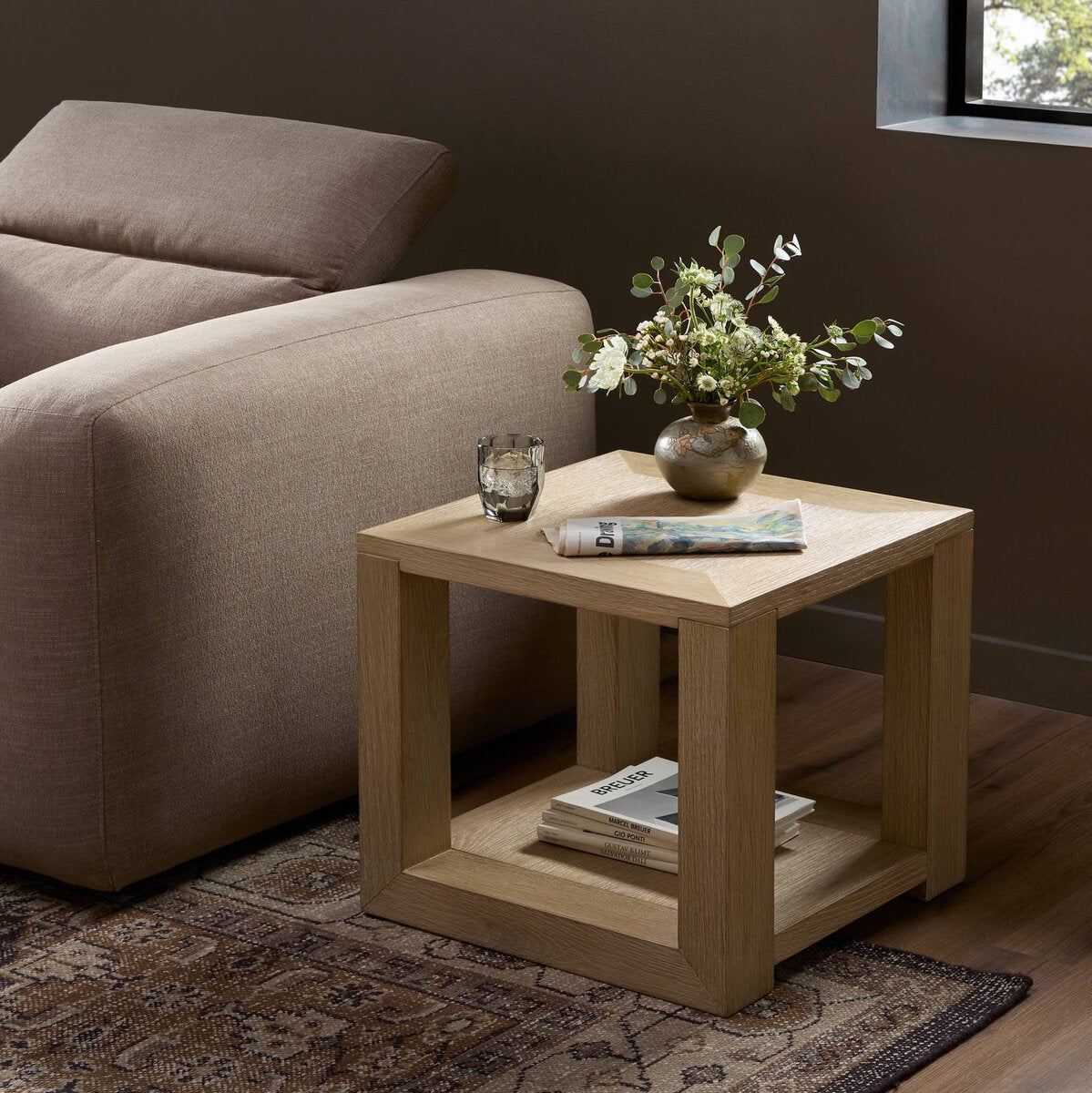 Maris 22" Square End Table - Bleached Oak