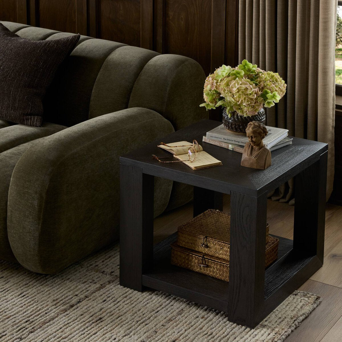 Maris 22" Square End Table - Dark Anthracite Oak