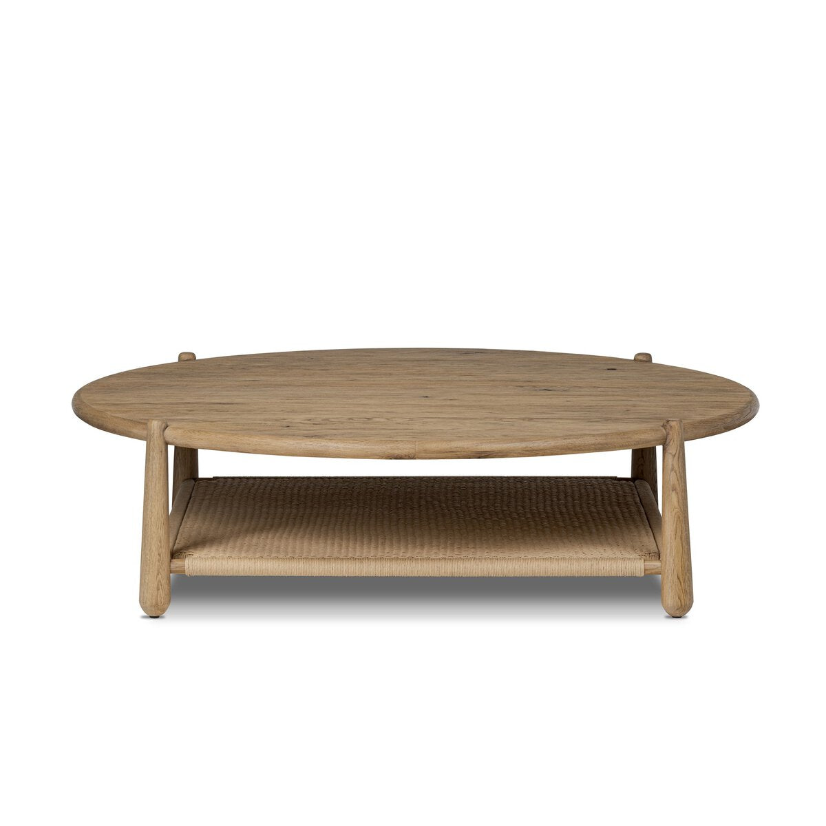 Cecilia 59" Round Oak Coffee Table - Smoked Oak