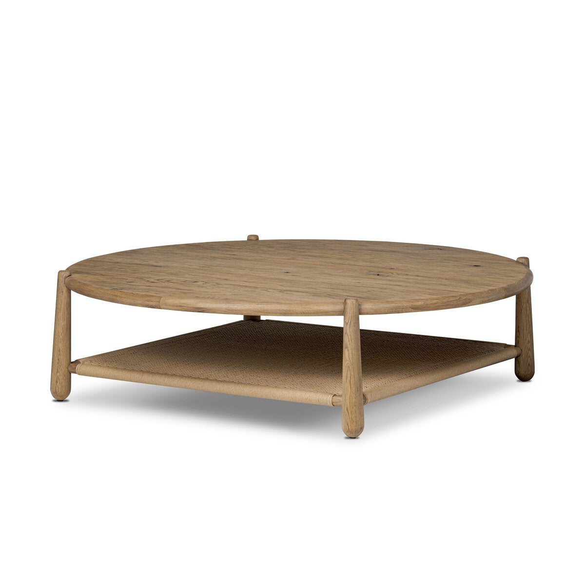 Cecilia 59" Round Oak Coffee Table - Smoked Oak