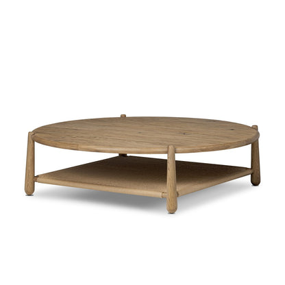 Cecilia 59" Round Oak Coffee Table - Smoked Oak