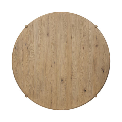 Cecilia 59" Round Oak Coffee Table - Smoked Oak