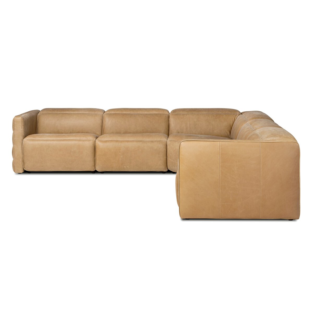 Kinsley 125" 5 Piece Top Grain Leather Modular Sectional - Palermo Cognac