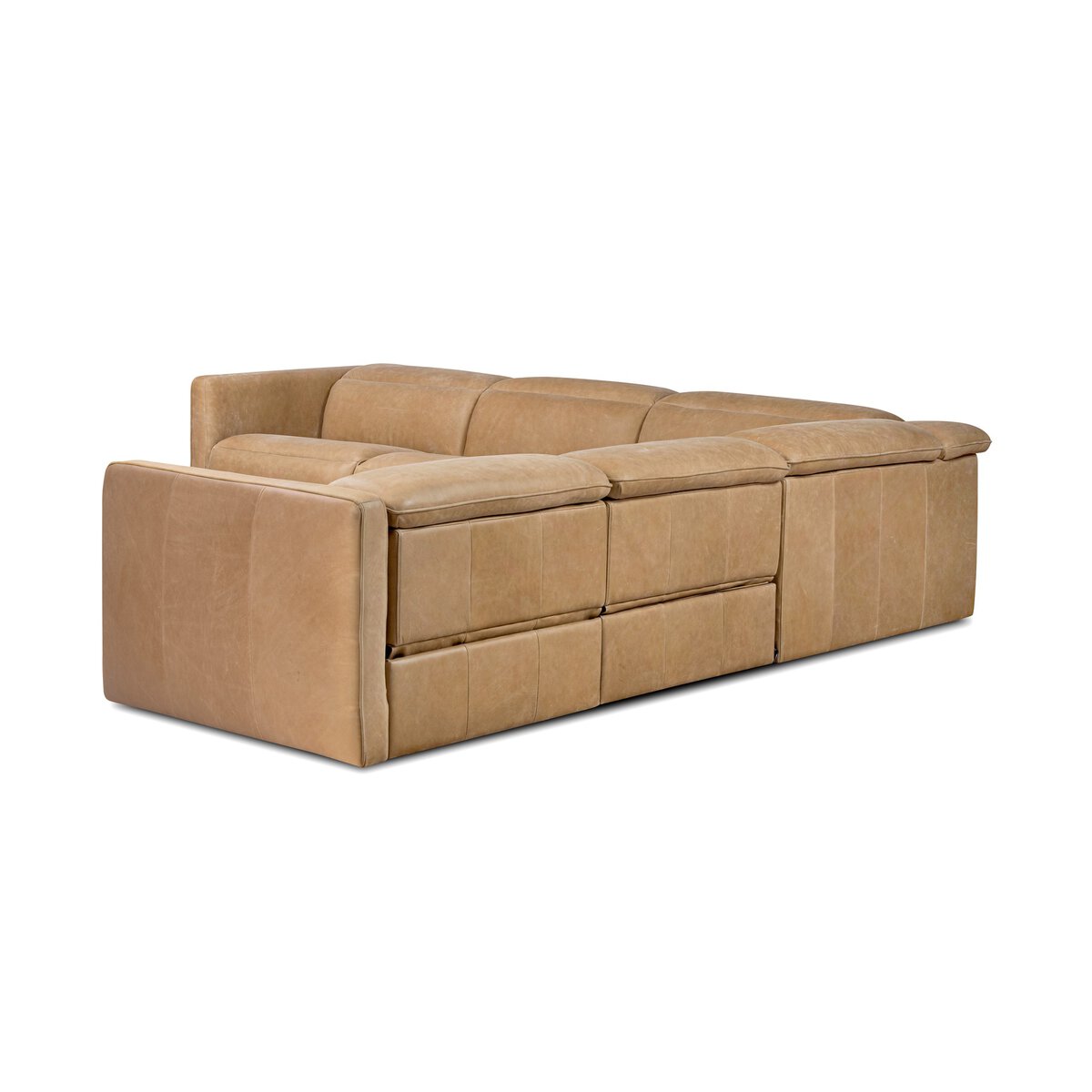 Kinsley 125" 5 Piece Top Grain Leather Modular Sectional - Palermo Cognac