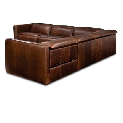 Halima 125" Top Grain Leather Power Motion Sectional - Raleigh Cigar