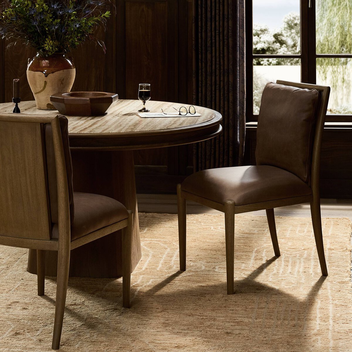 Calliope 20" Top Grain Leather Dining Chair - Palermo Drift