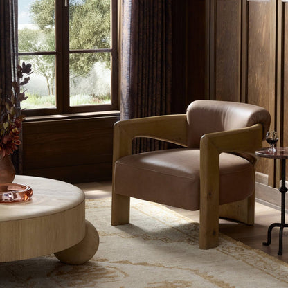 William 29" Top Grain Leather Occasional Chair - Palermo Cigar