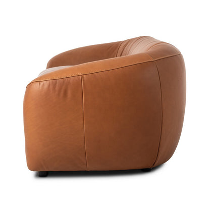 Saluda 95" Top Grain Leather Bench Cushion Sofa - Lorento Cognac