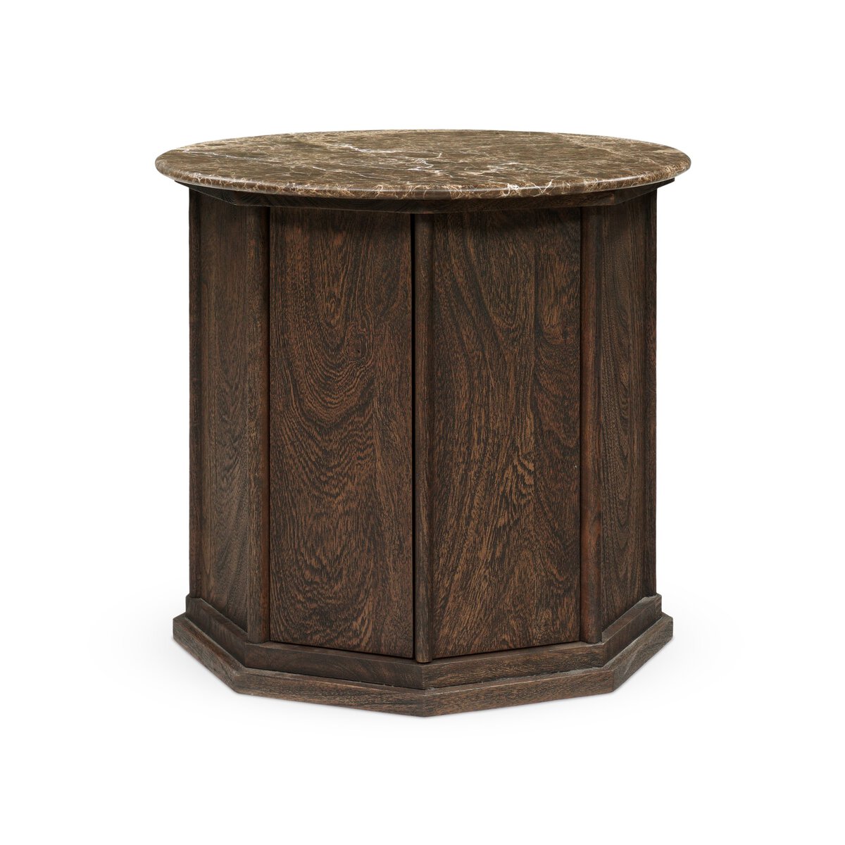 Advik 23" Round Cabinet End Table - Brown Marble