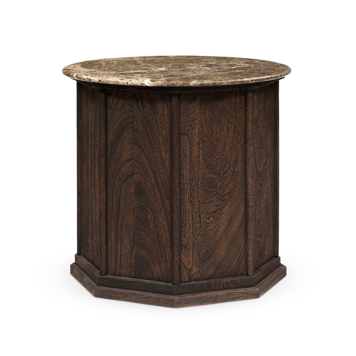 Advik 23" Round Cabinet End Table - Brown Marble
