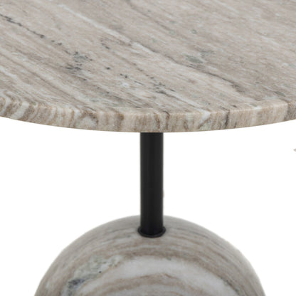 Viola 22" Round End Table - Antique White Marble