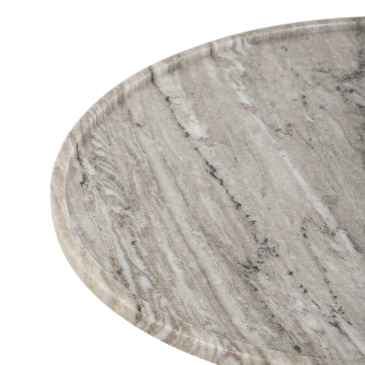 Viola 22" Round End Table - Antique White Marble