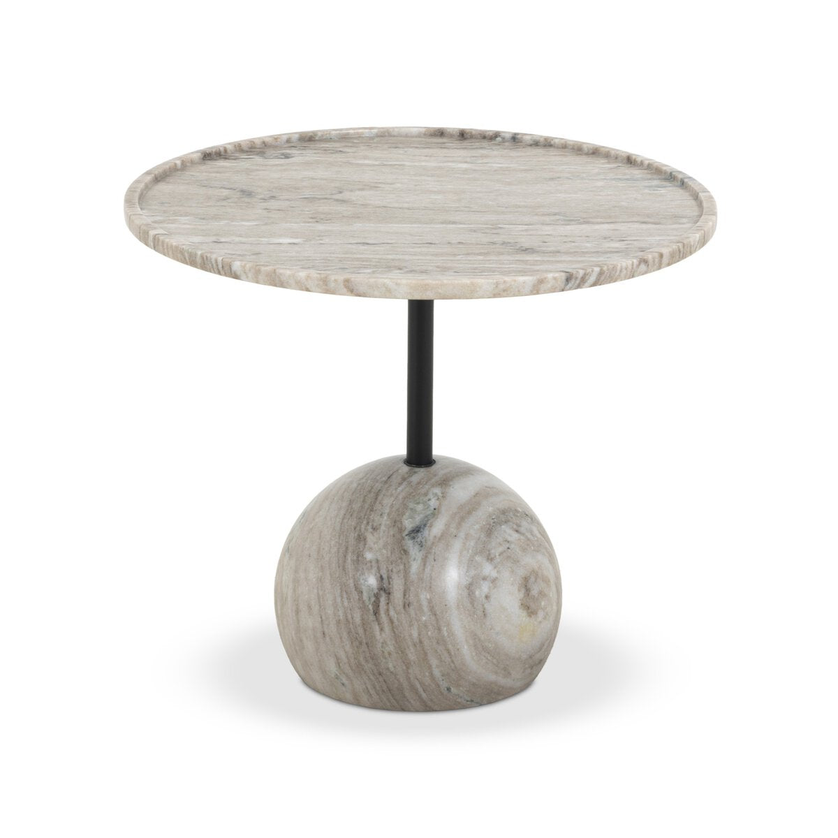 Viola 22" Round End Table - Antique White Marble