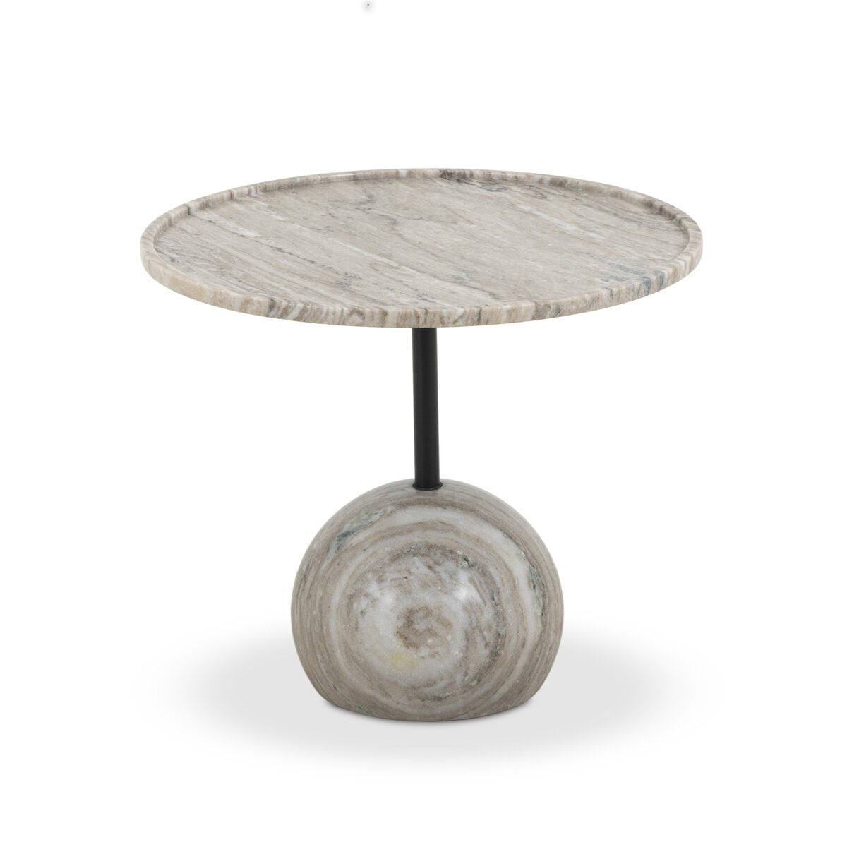 Viola 22" Round End Table - Antique White Marble