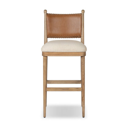 Scottie Top Grain Leather Bar Stool - Performance Natural