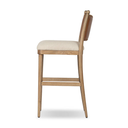 Scottie Top Grain Leather Bar Stool - Performance Natural