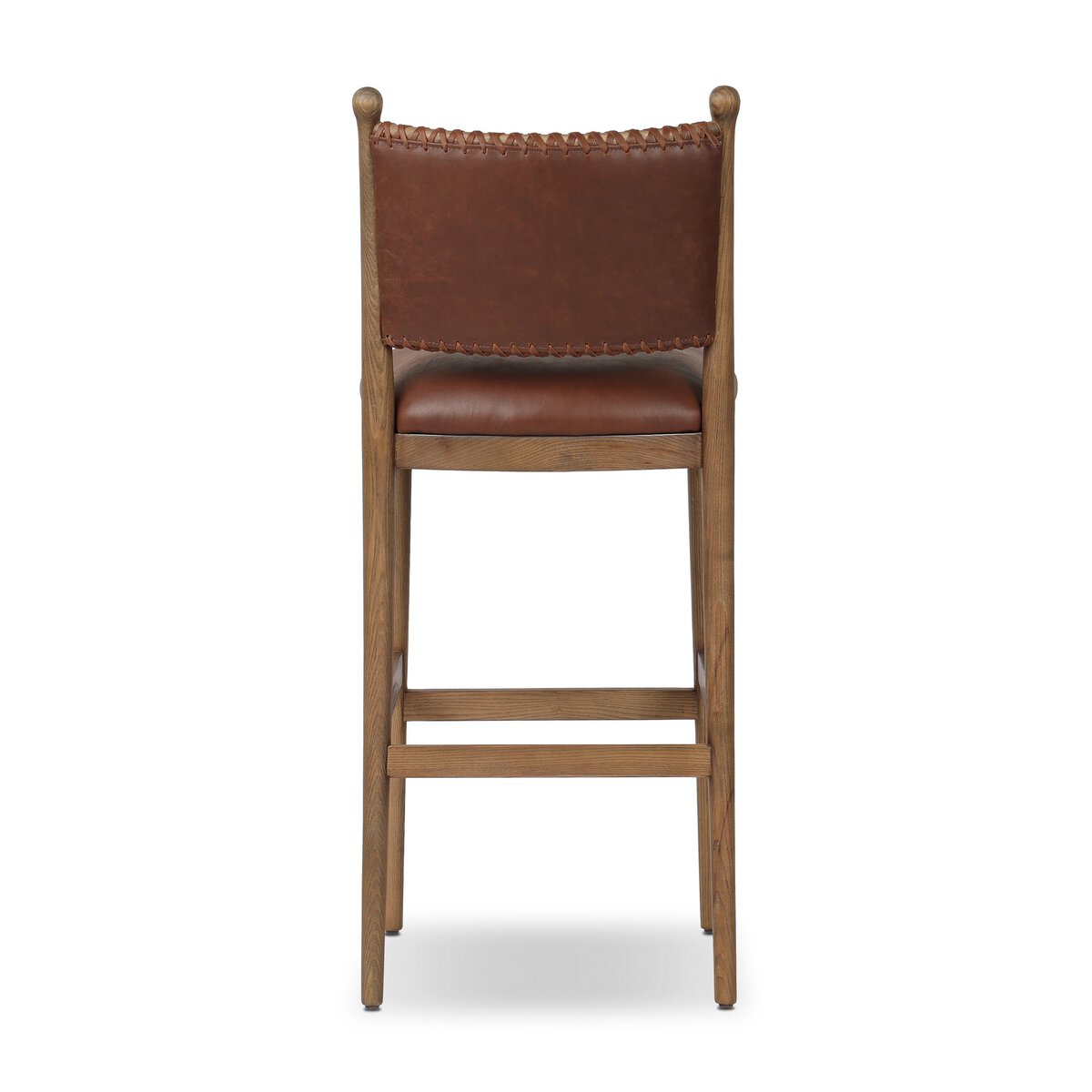 Scottie Top Grain Leather Bar Stool - Dulane Mahogany + Ash