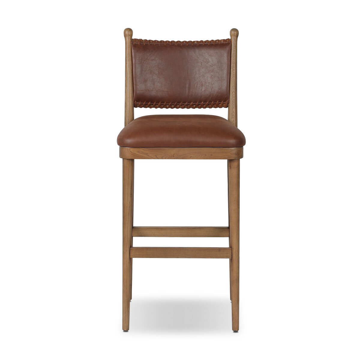 Scottie Top Grain Leather Bar Stool - Dulane Mahogany + Ash