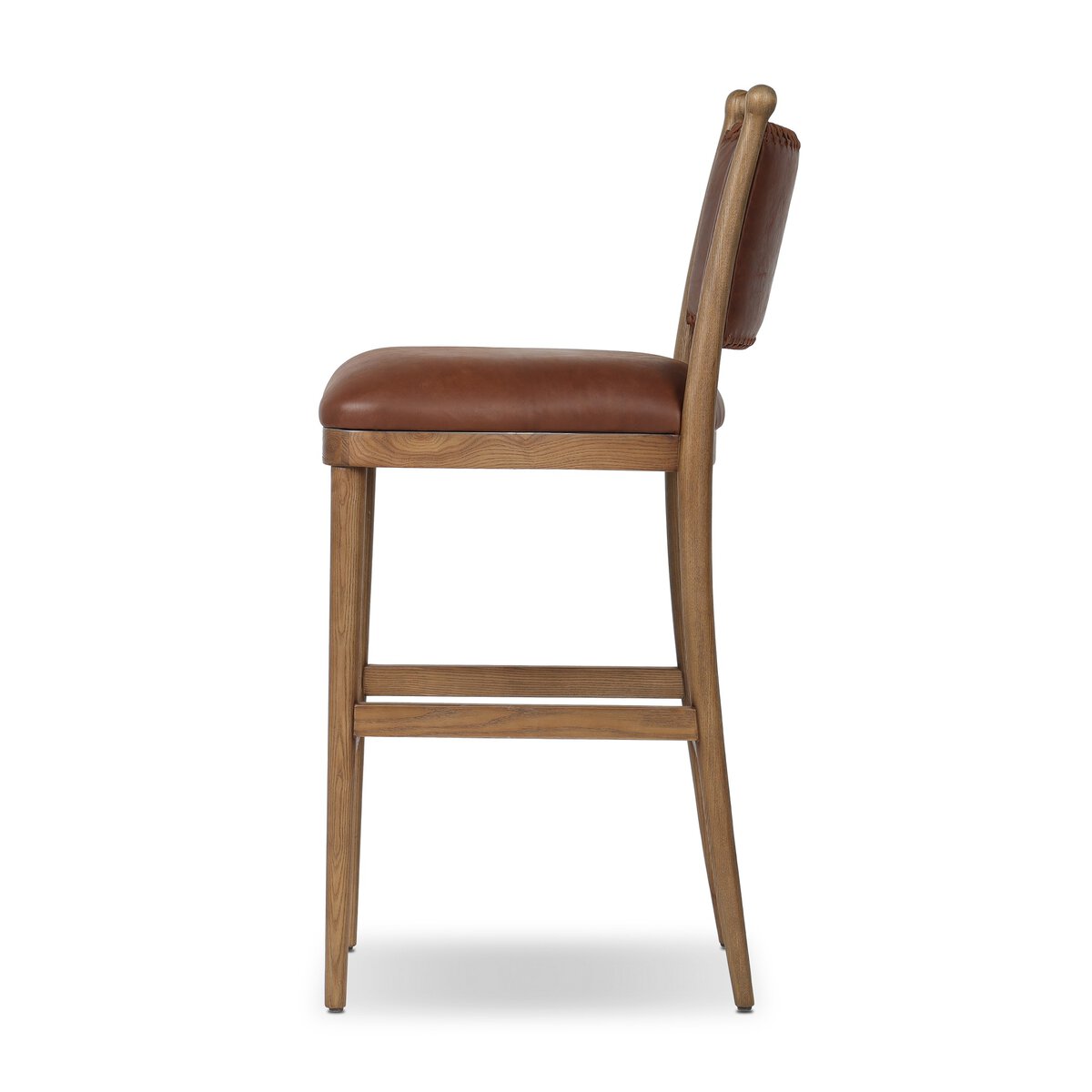 Scottie Top Grain Leather Bar Stool - Dulane Mahogany + Ash