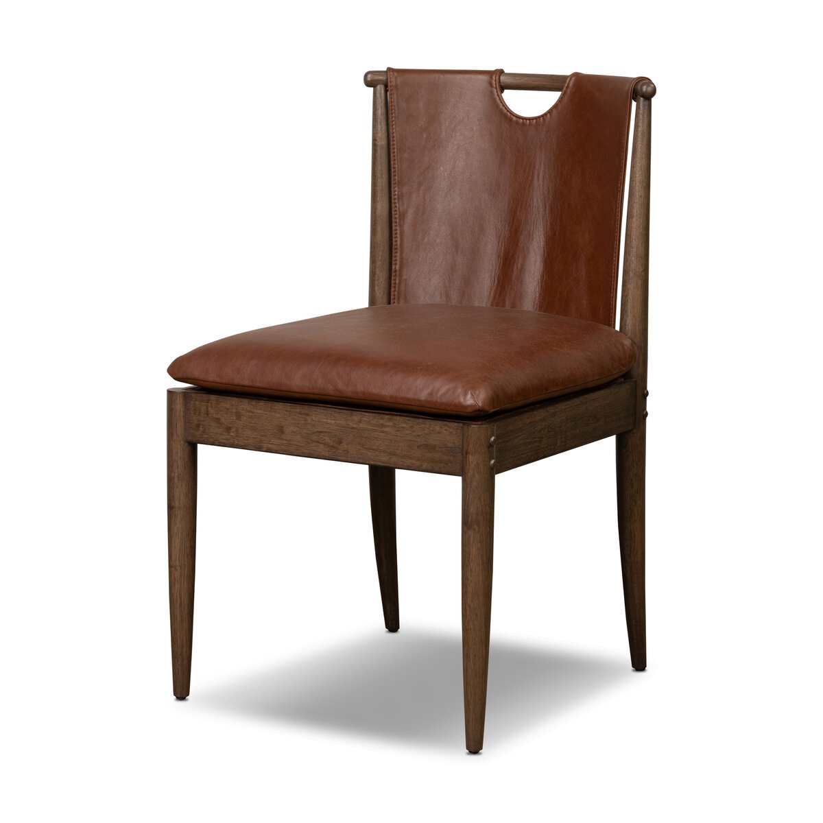 Mariana 21" Top Grain Leather Dining Chair - Dulane Mahogany