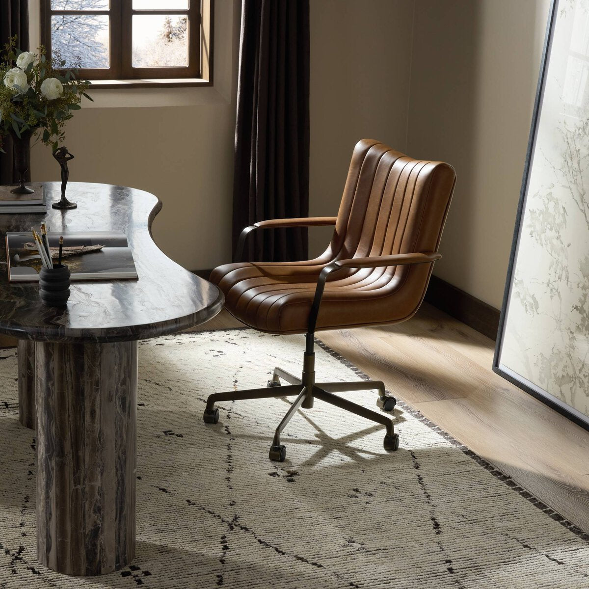 Landon 26" Top Grain Leather Desk Chair - Sonoma Chestnut