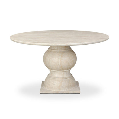 Elliana 55" Concrete + Travertine Round Dining Table