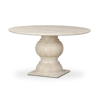 Elliana 55" Concrete + Travertine Round Dining Table
