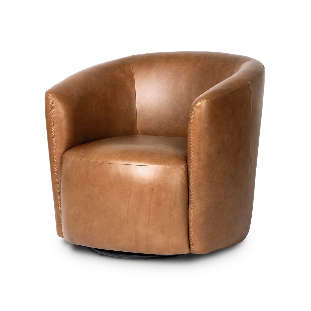 Selena 33" Top Grain Leather Swivel Chair - Sonoma Chestnut