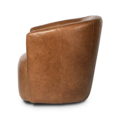 Selena 33" Top Grain Leather Swivel Chair - Sonoma Chestnut
