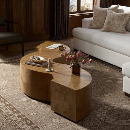 Renton 47" Round Coffee Table - Barley Medium + Burl Oak