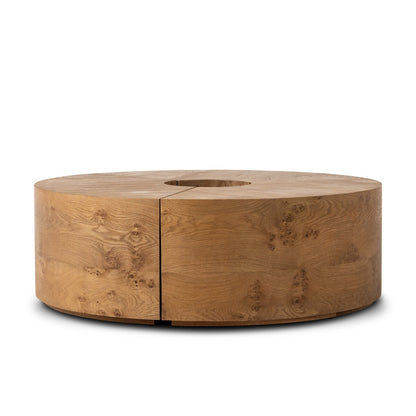 Renton 47" Round Coffee Table - Barley Medium + Burl Oak