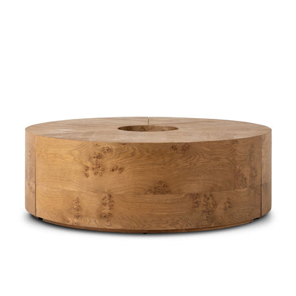 Renton 47" Round Coffee Table - Barley Medium + Burl Oak