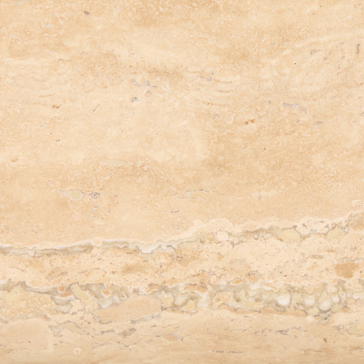 Sanzibel 42" Round Coffee Table - Amber Ash + Golden Travertine