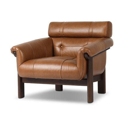 Brisa 37" Top Grain Leather Occasional Chair - Sonoma Chestnut