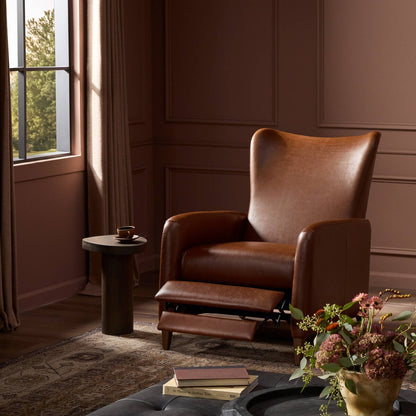 Nara 30" Top Grain Leather Wingback Recliner - Dulane Mahogany