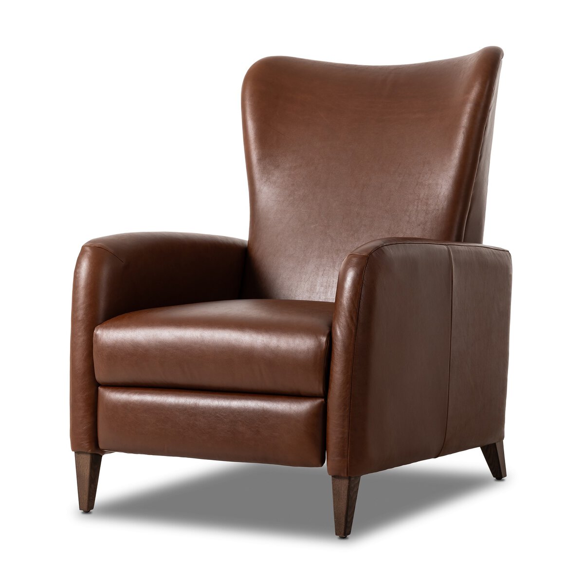 Nara 30" Top Grain Leather Wingback Recliner - Dulane Mahogany