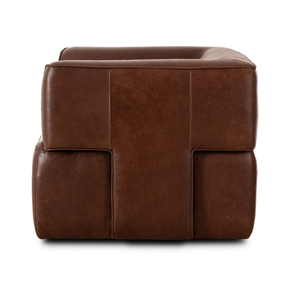 Lance 36" Top Grain Leather Swivel Chair - Dulane Mahogany