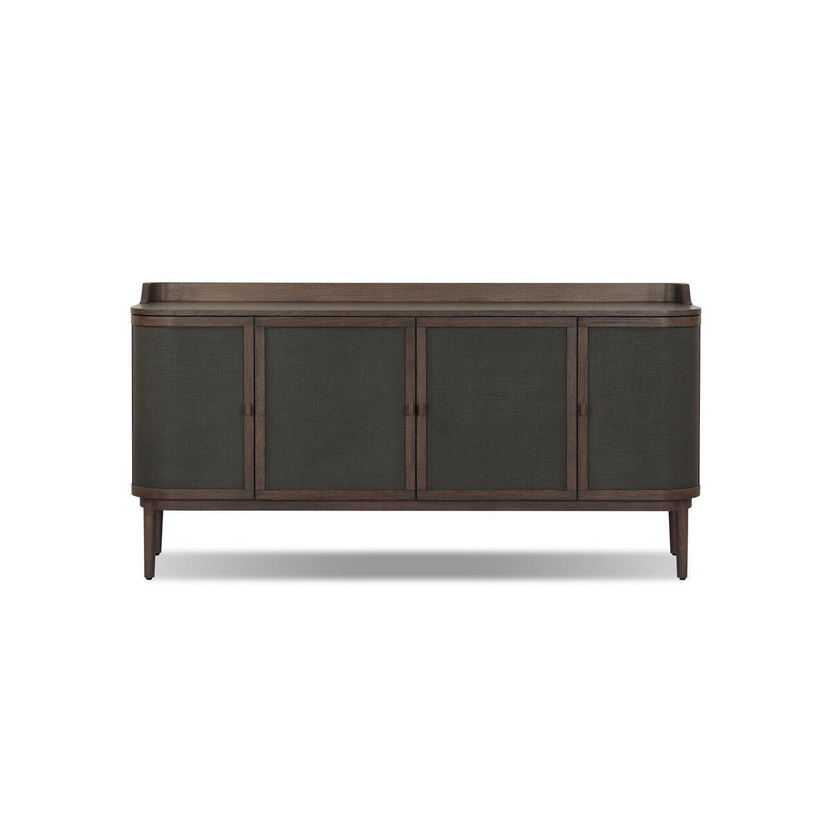 Imogen 73" Oak 4 Door Sideboard - Saddle Brown + Dark Green Linen