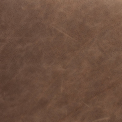 Maxwell 55" Top Grain Leather Square Ottoman - Cigar + Oak