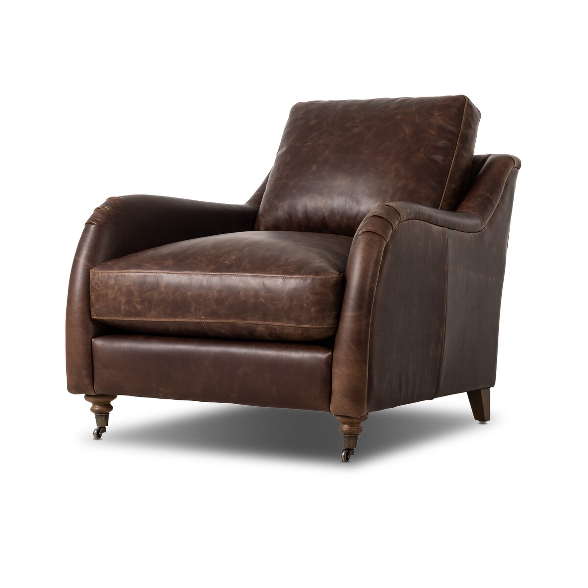 Leanne 33" Top Grain Leather Occasional Chair - Raleigh Cigar