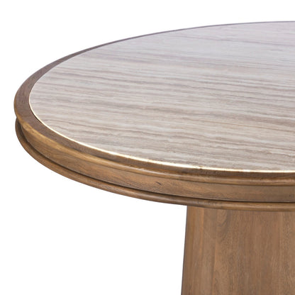 Farren 55" Round Dining Table - Light Beige Travertine