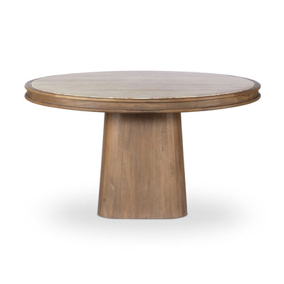 Farren 55" Round Dining Table - Light Beige Travertine