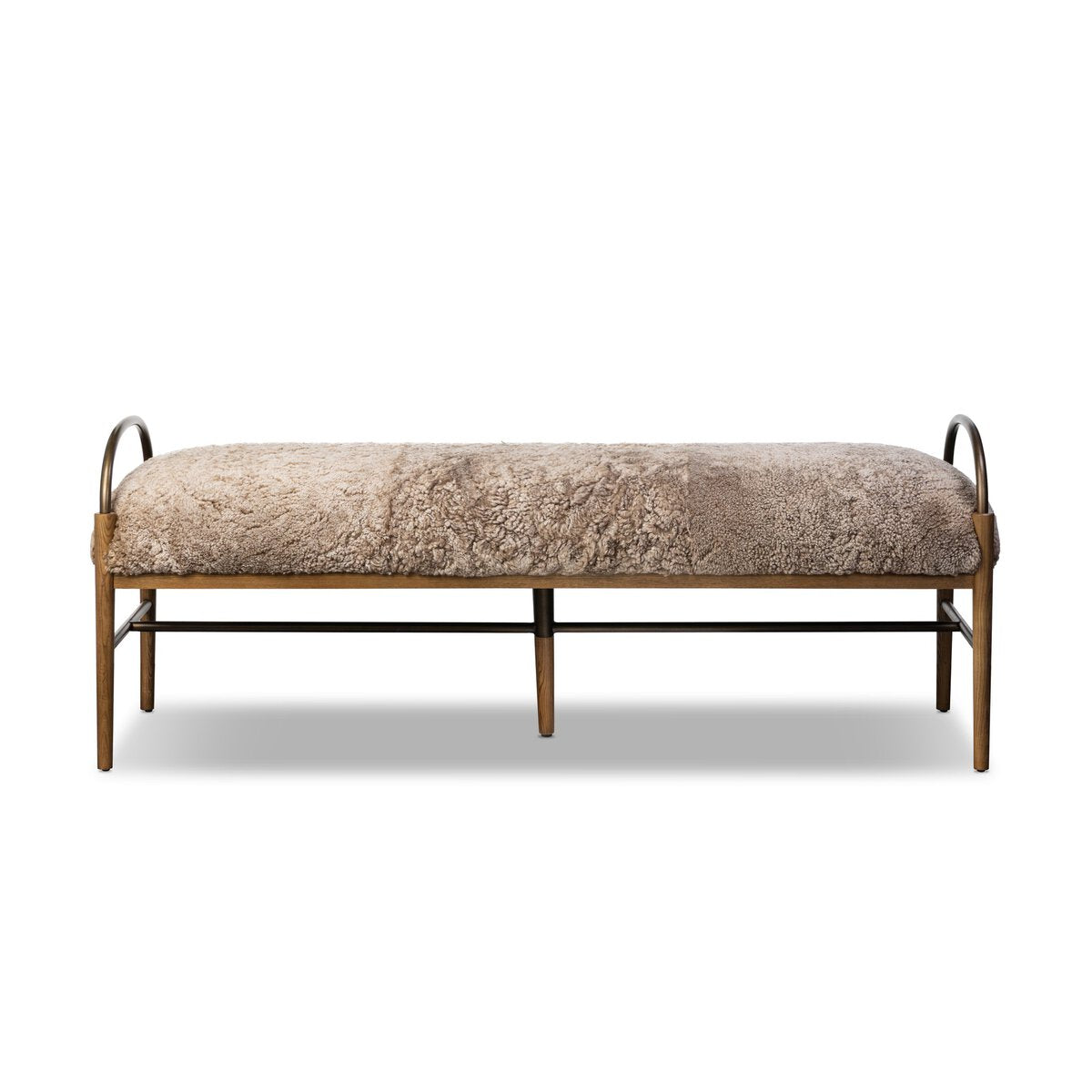 Danielle 60" Accent Bench - Beige + Brass