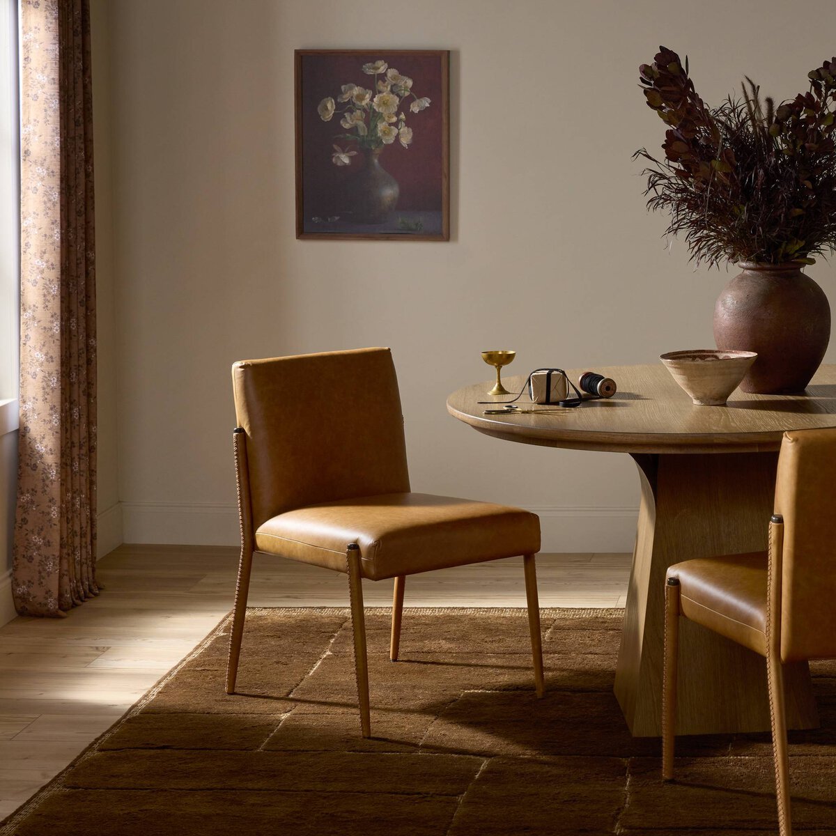 Quinn 20" Top Grain Leather Dining Chair - Chaps Saddle