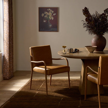 Quinn 22" Top Grain Leather Dining Armchair - Chaps Saddle