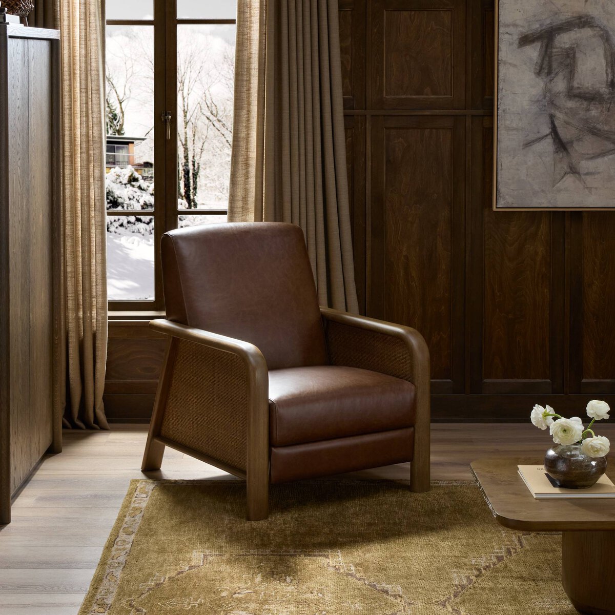 Leander 30" Top Grain Leather Recliner - Havana Brown